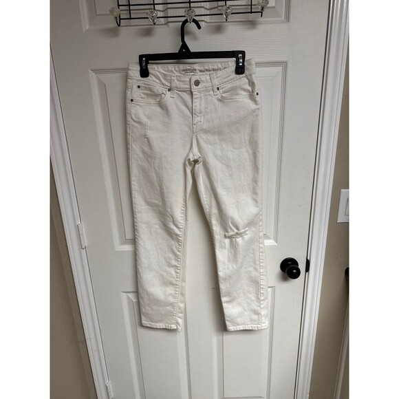 (74.99) White Levi Mid Rise Slim Fit Distressed Jeans Size 27 Inch - Picture 1 of 3